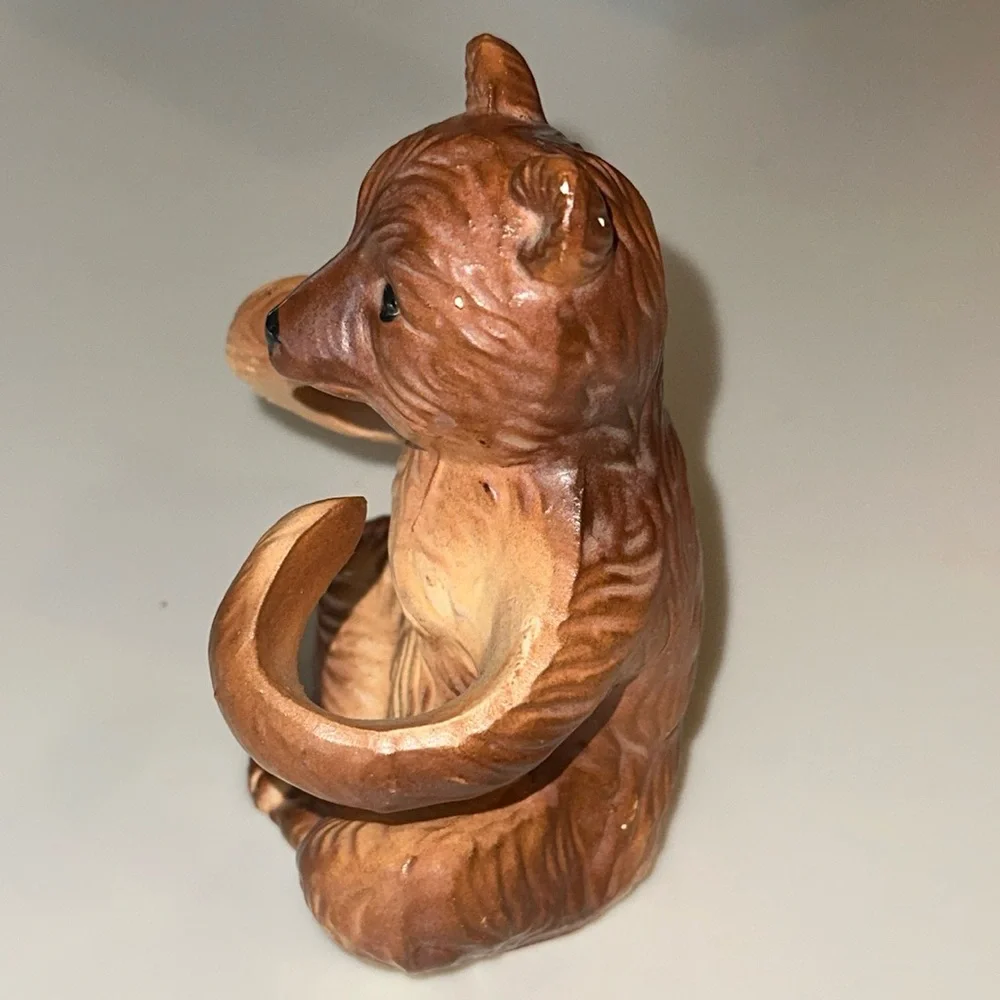Vintage Ceramic Sitting Brown Bear Figurine Made in Japan